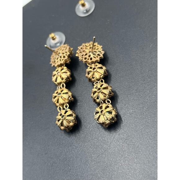 Vintage Gold-Tone Filigree Drop Rhinestone Accents
Statement Dangle Earrings - Picture 6 of 15